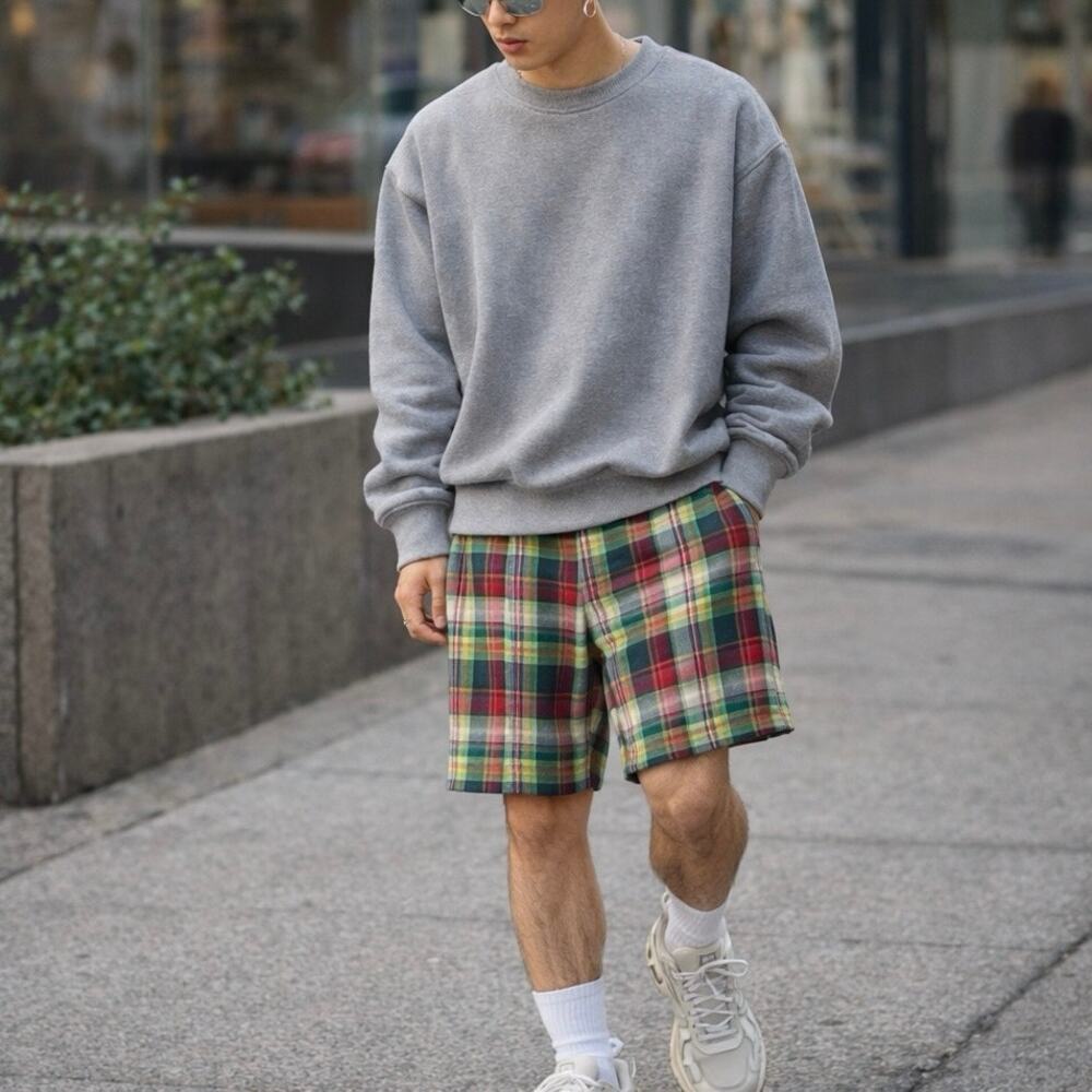 Y2K Polo Ralph Lauren Straight Fit India Madras Plaid Bermuda Shorts Size 34